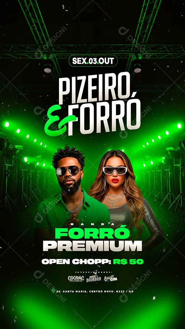 Story Flyer Próximos Shows Pizeiro e Forró Social Media PSD Editável