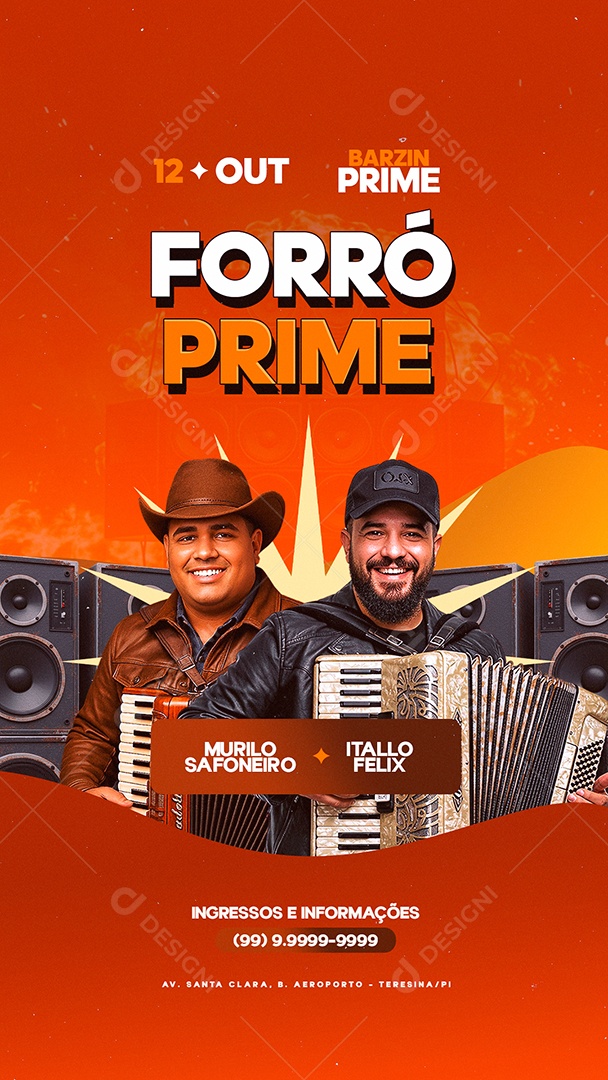 Story Flyer Próximos Shows Forró Prime Social Media PSD Editável