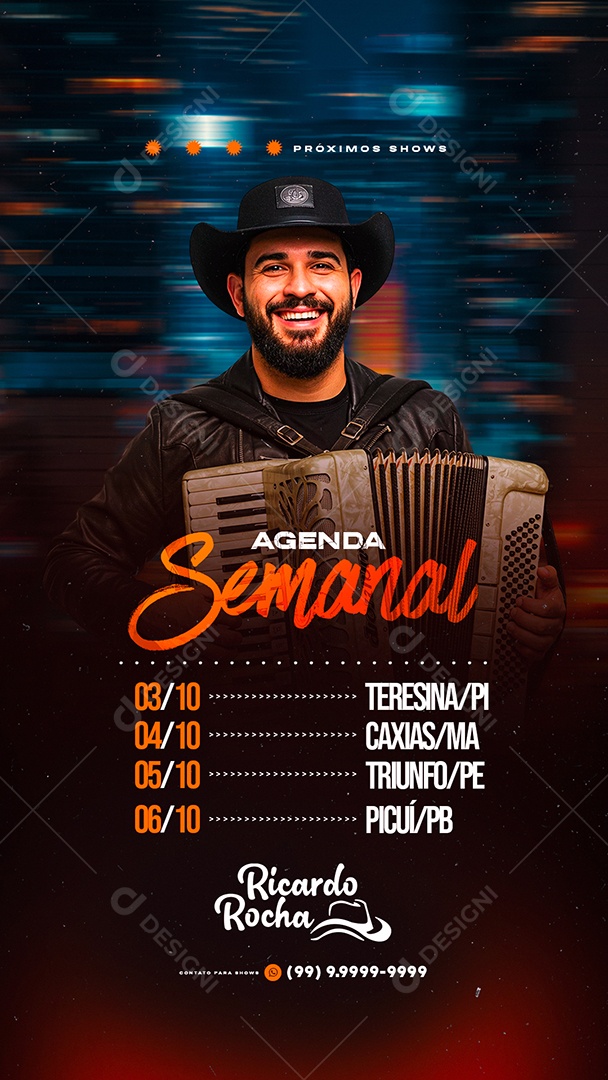 Story Flyer Próximos Shows Agenda Semanal Social Media PSD Editável