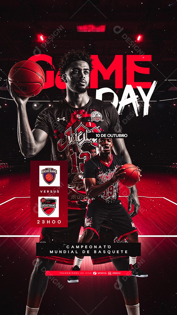 Story Campeonato Mundial de Basquete Game Day Social Media PSD Editável
