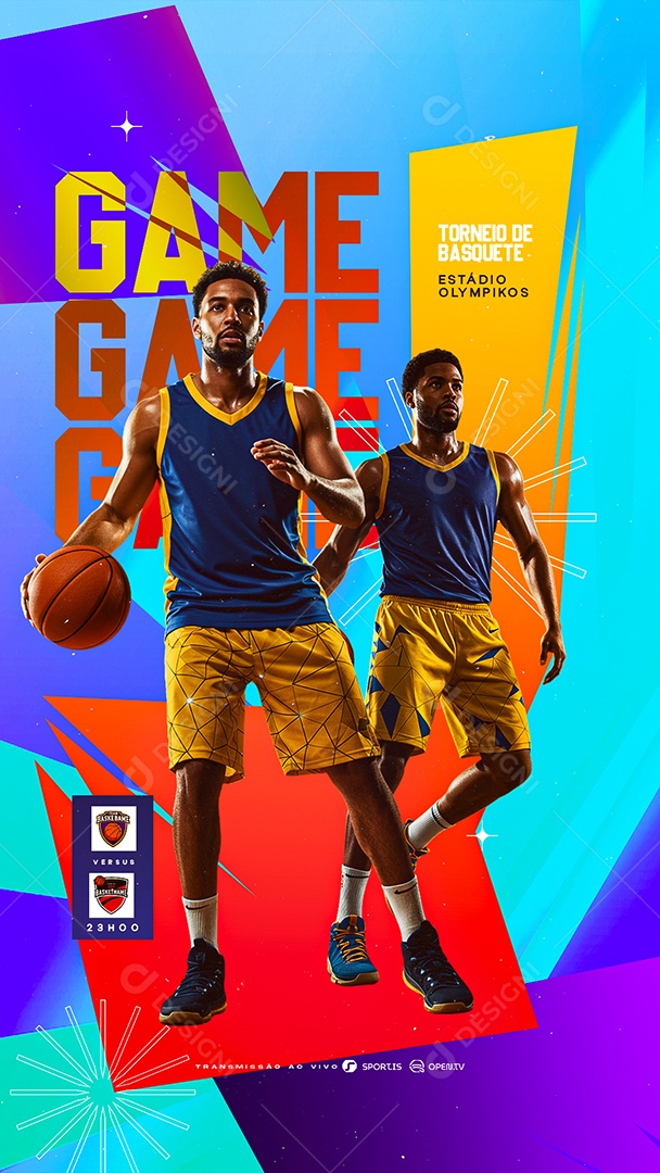 Story Torneio de Basquete Estádio Olympikos Game Social Media PSD Editável