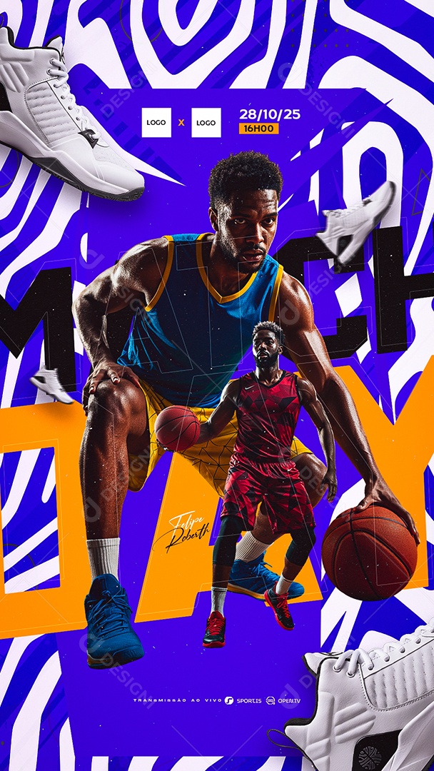 Story Campeonato de Basquete Match Social Media PSD Editável
