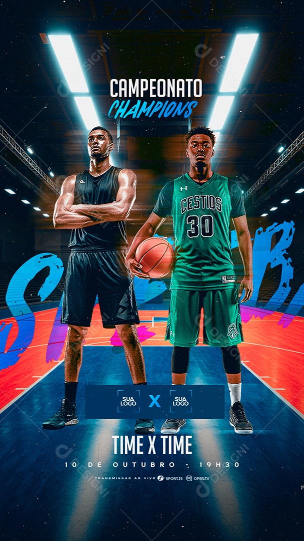 Story Campeoanto de Basquete Champions Social Media PSD Editável