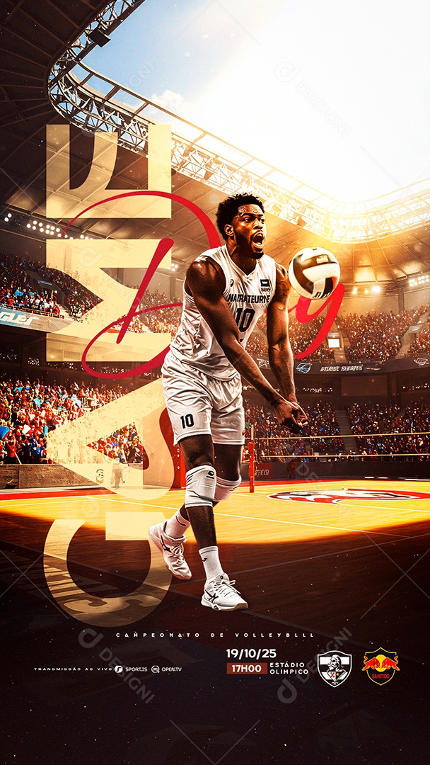 Story Campeonato de Volleyball Game Day Social Media PSD Editável