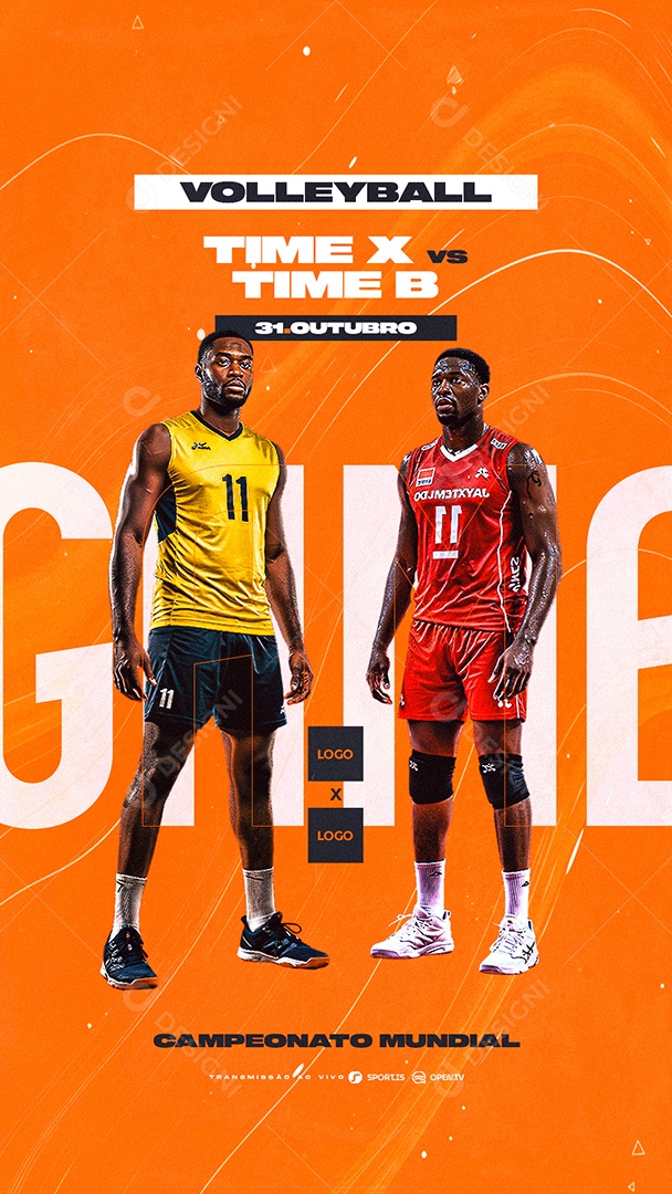 Story Campeonato Mundial de Volleyball Game Social Media PSD Editável