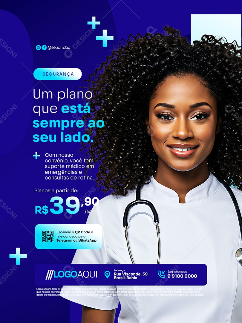 Convênio Médico Segurança Um Plano Que Está Sempre ao Seu Lado Social Media PSD Editável