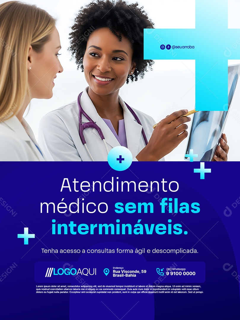 Convênio Médico Atendimento Médico Sem Filas Social Media PSD Editável