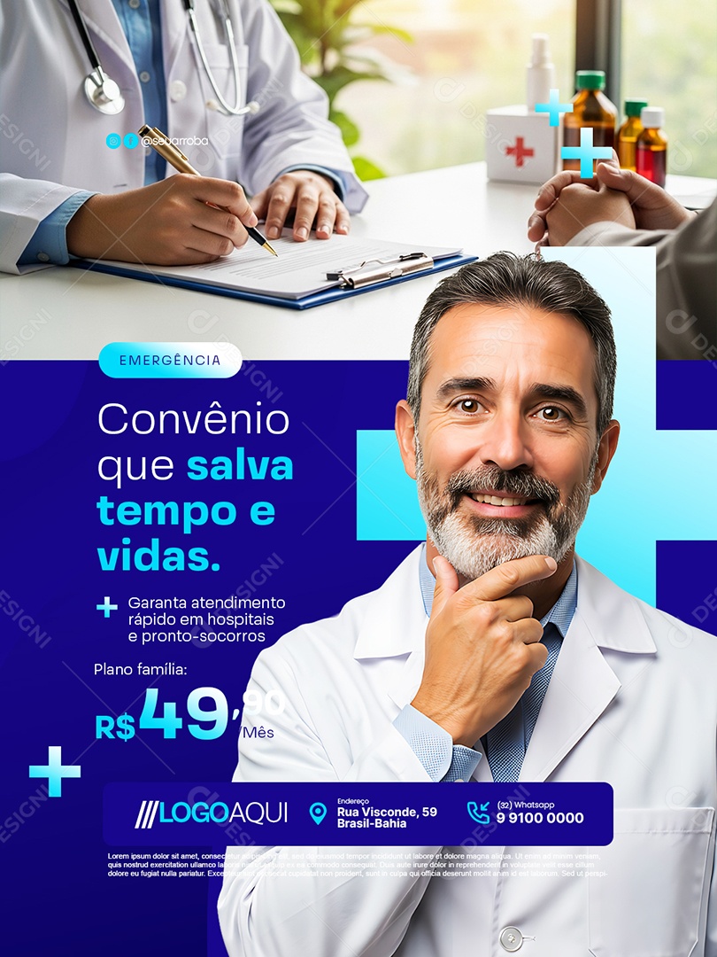 Convênio Médico Emergência Convênio Que Salva Social Media PSD Editável