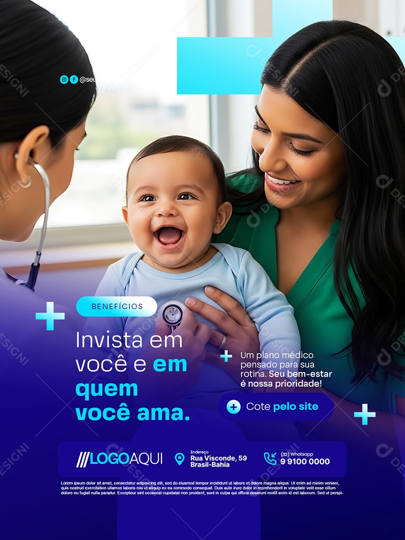 Convênio Médico Benefícios Invista em Você Social Media PSD Editável