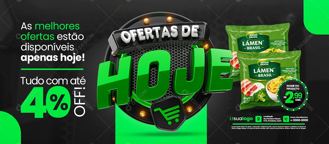 Banner Ofertas de Hoje Supermercado As Melhores Ofertas Social Media PSD Editável