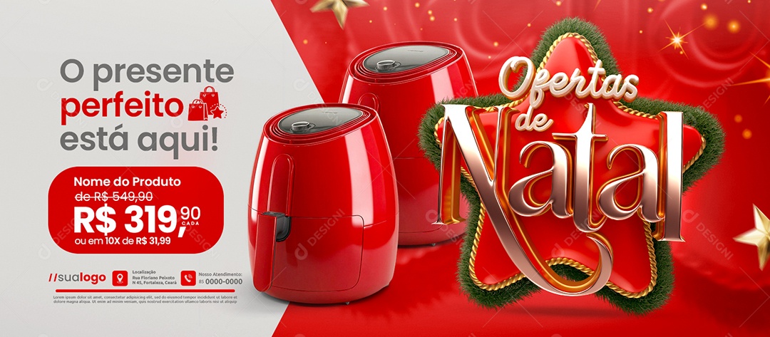 Banner Ofertas de Natal Loja de Eletrodomésticos O Presente Perfeito Social Media PSD Editável