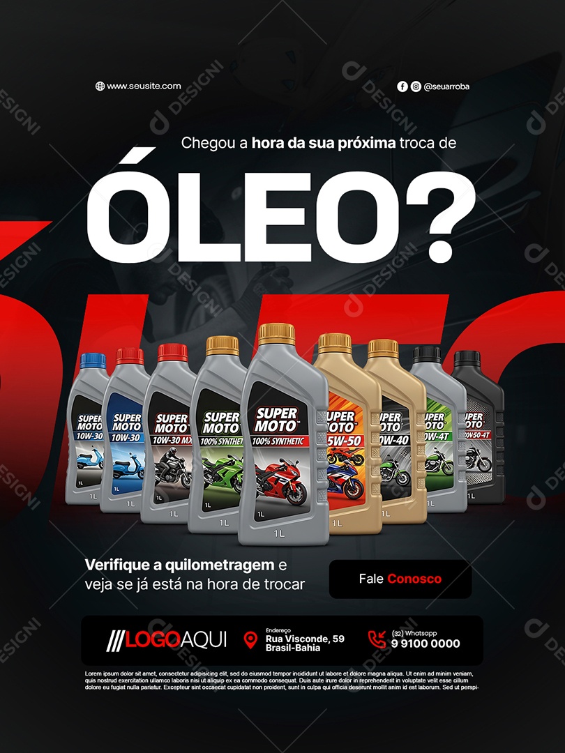 Oficina Mecânica Chegou a Hora da Próxima Troca de Óleo Social Media PSD Editável