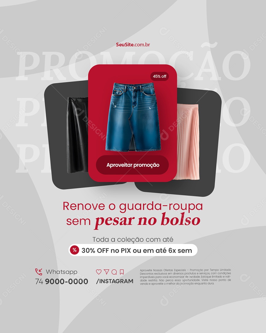 Promoção Loja de Moda Cristã Renove o Guarda Roupa Social Media PSD Editável