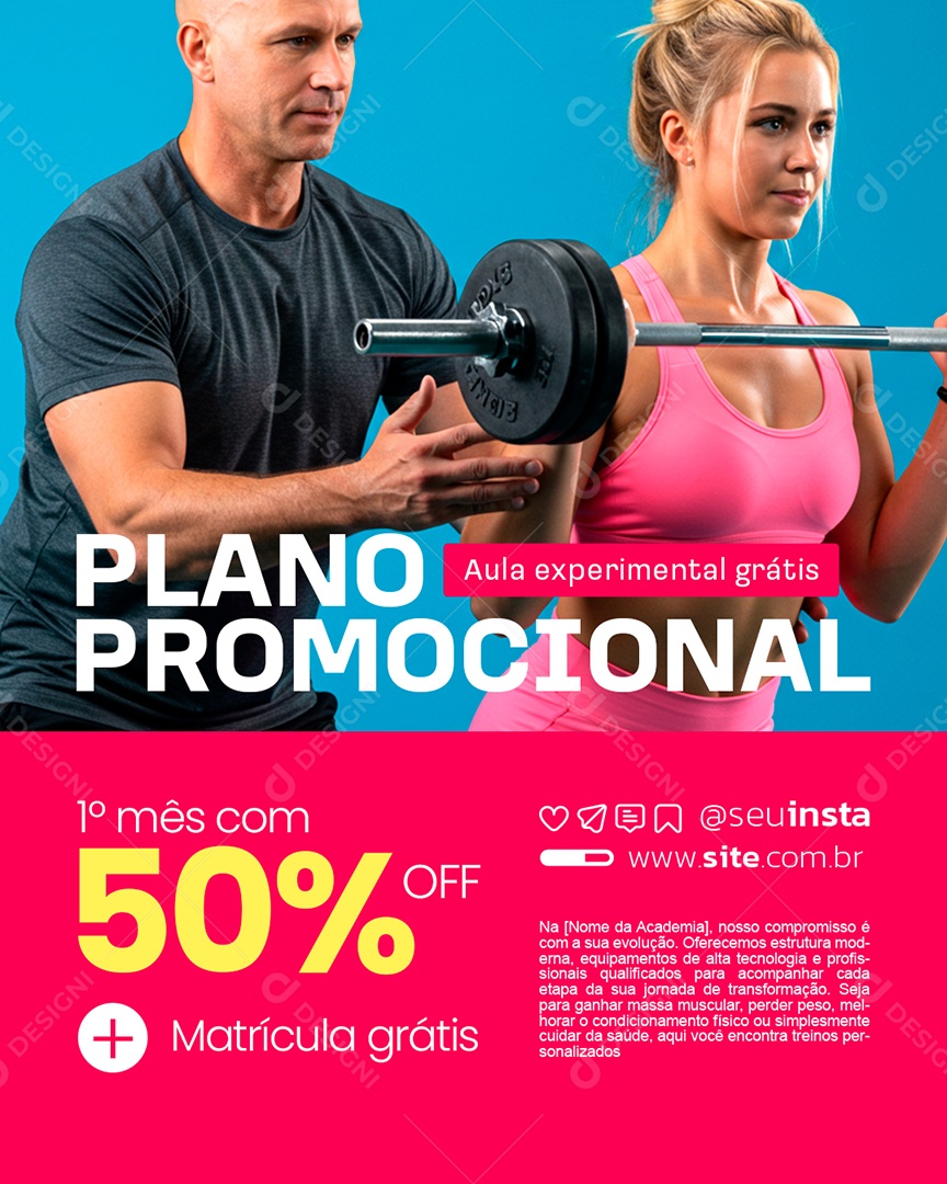 Promoção Academia Plano Promocional Social Media PSD Editável