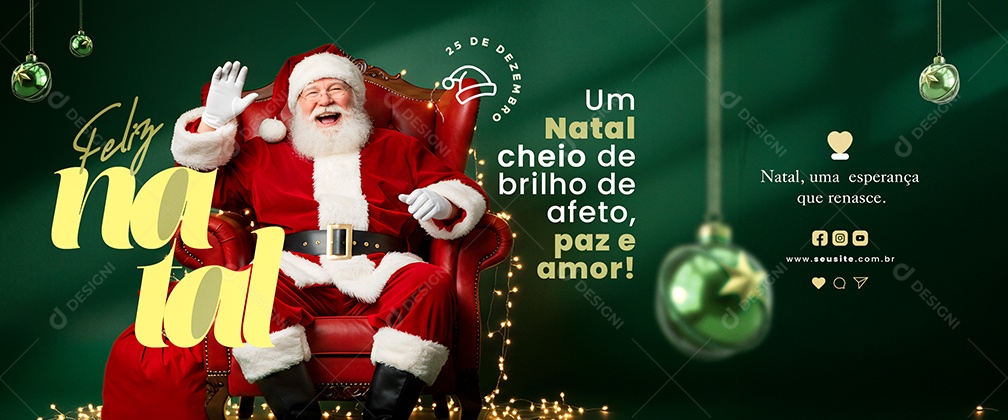 Carrossel Feliz Natal 25 de Dezembro Cartão Natalino Social Media PSD Editável