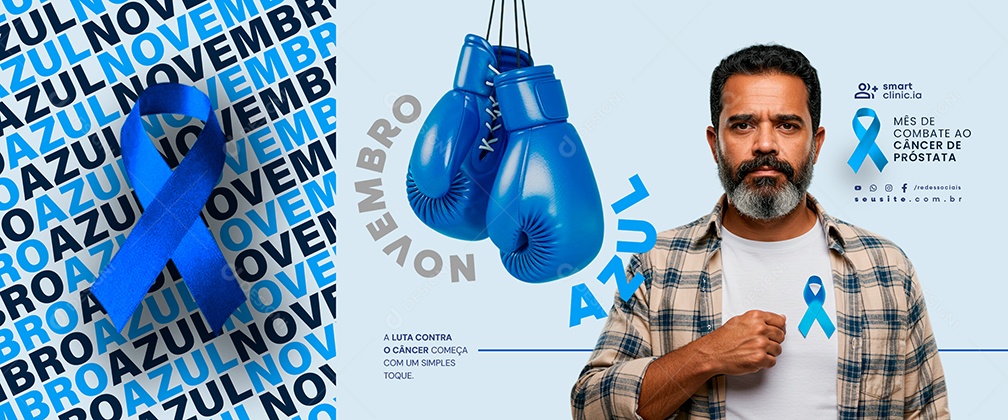 Carrossel Novembro Azul Mês de Combate ao Câncer de Próstata Social Media PSD Editável