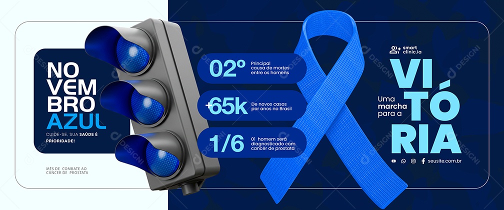 Carrossel Novembro Azul Cuide-Se Sua Saúde é Prioridade Social Media PSD Editável
