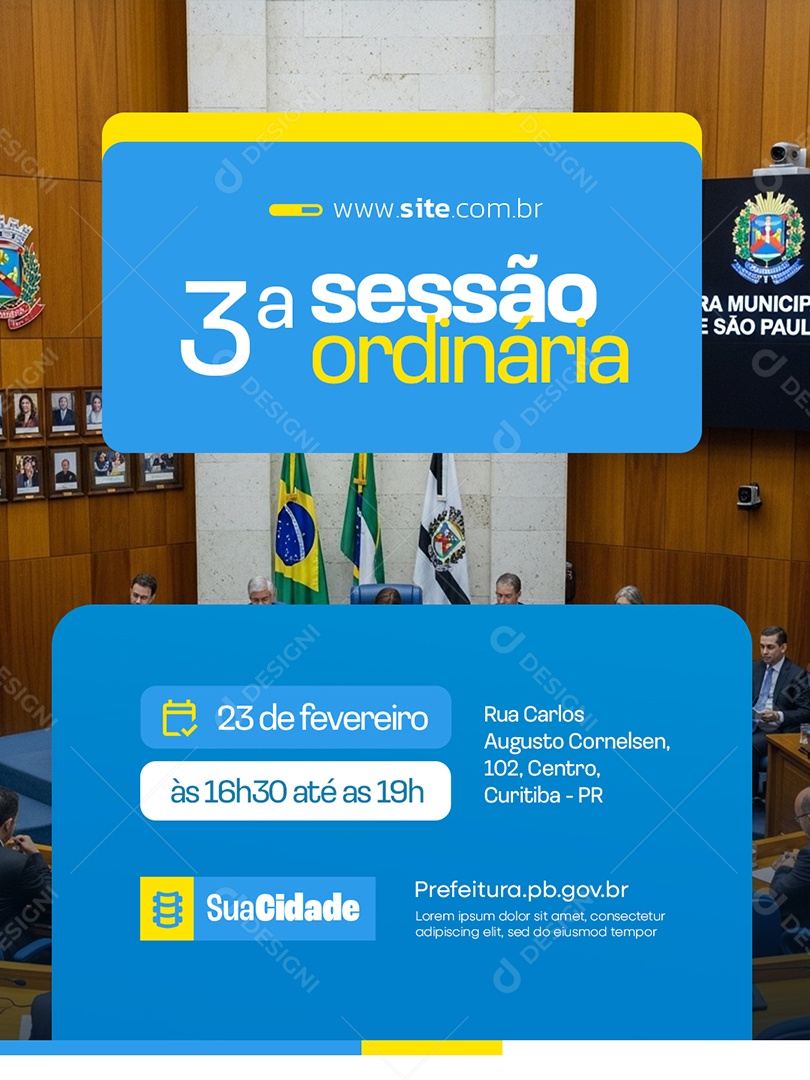 Prefeitura Terceira Sessão Ordinária Social Media PSD Editável