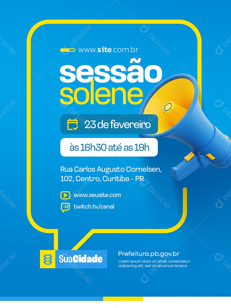 Prefeitura Sessão Ordinária Social Media PSD Editável