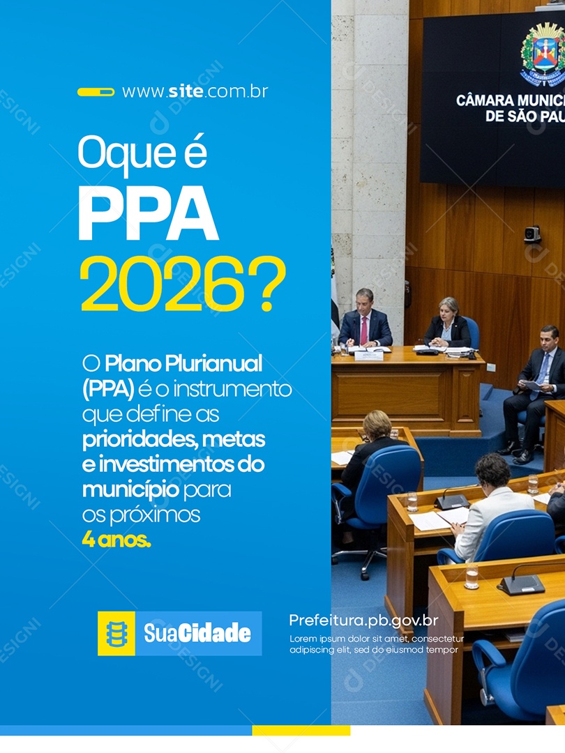 Prefeitura Sessão LDO 2026 Participe Social Media PSD Editável