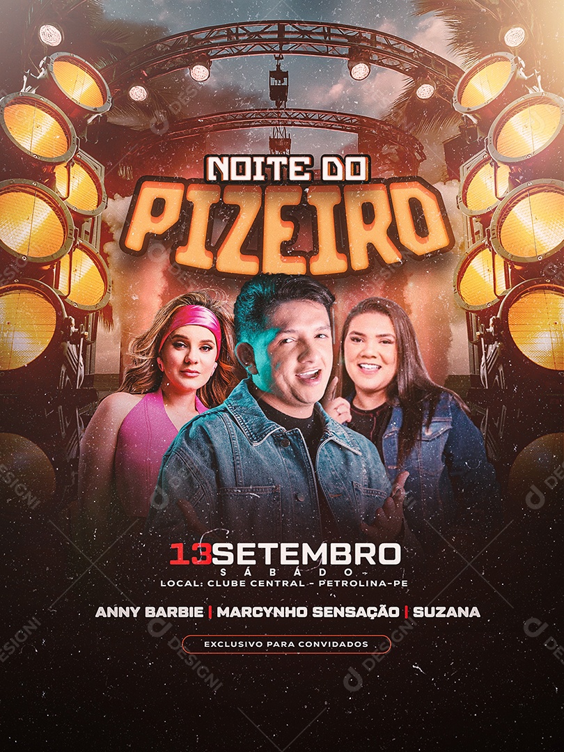 Flyer Noite do Pizeiro Social Media PSD Editável