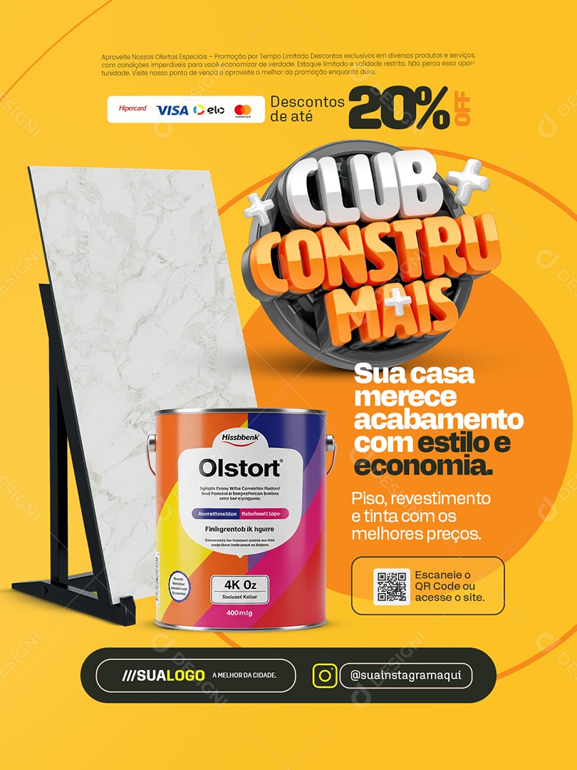 Club Constru Mais Construção Piso Revestimento e Tinta Social Media PSD Editável