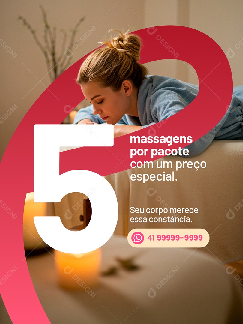 Massagem Cinco Massagens por Pacote com Um Preço Especial Social Media PSD Editável
