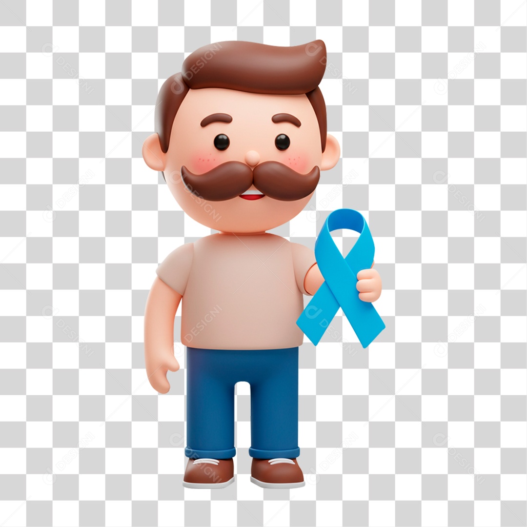 Personagem Homem Segurando Laço Azul PNG Transparente