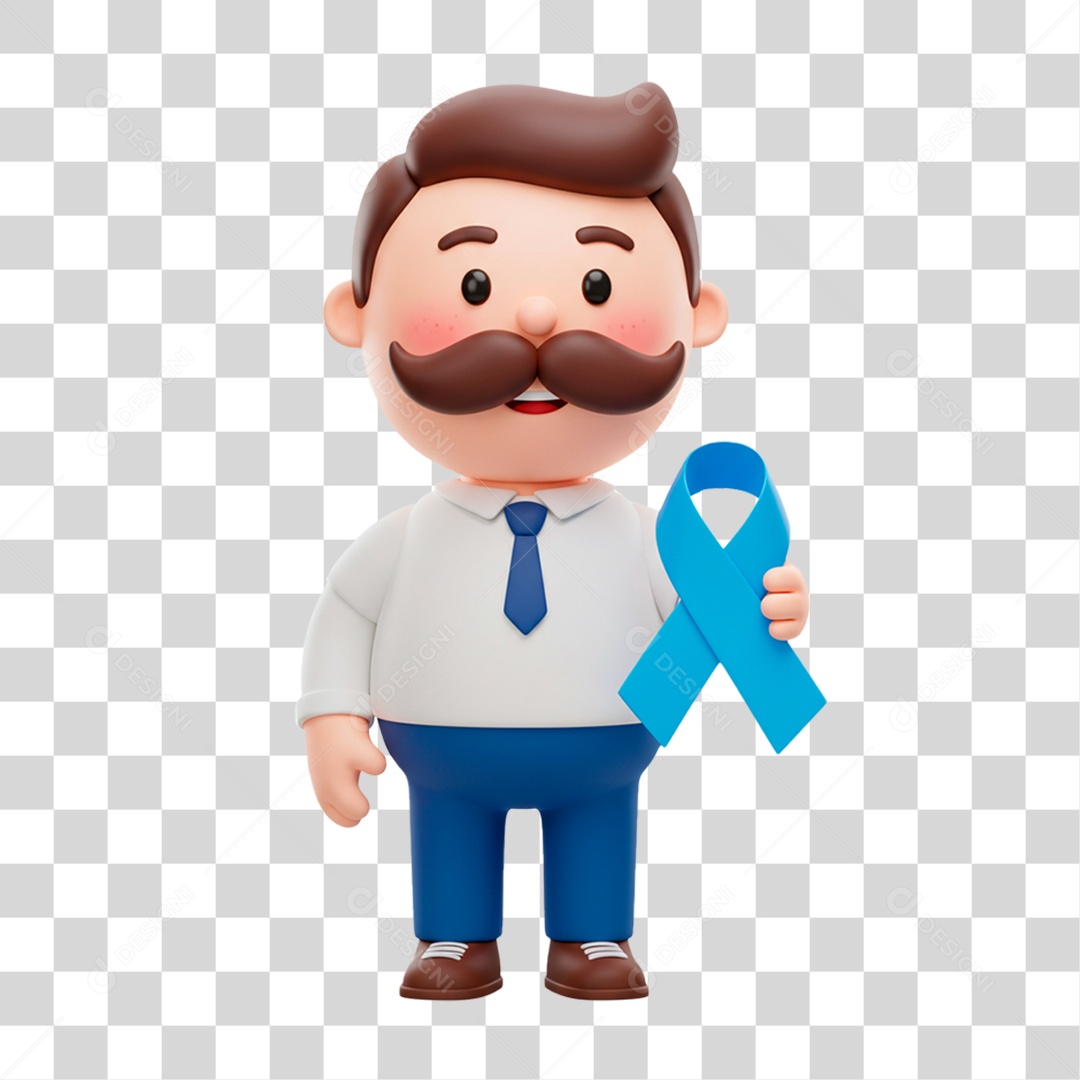 Personagem Homem Segurando Laço Azul PNG Transparente