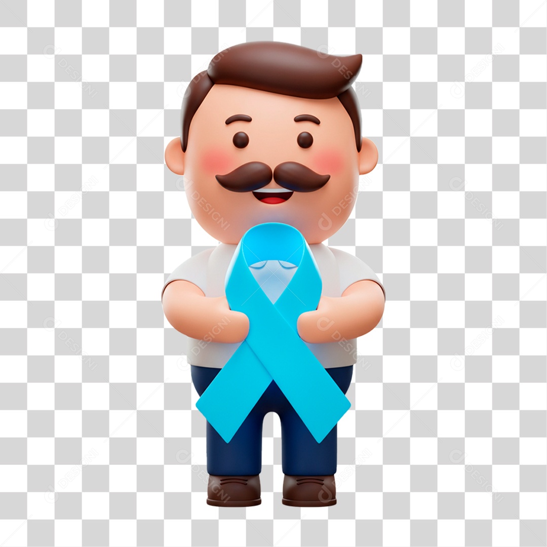 Personagem Homem Segurando Laço Azul PNG Transparente