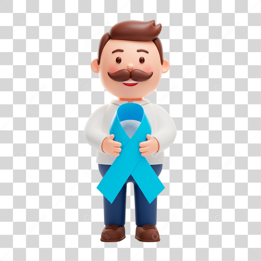 Personagem Homem Segurando Laço Azul PNG Transparente