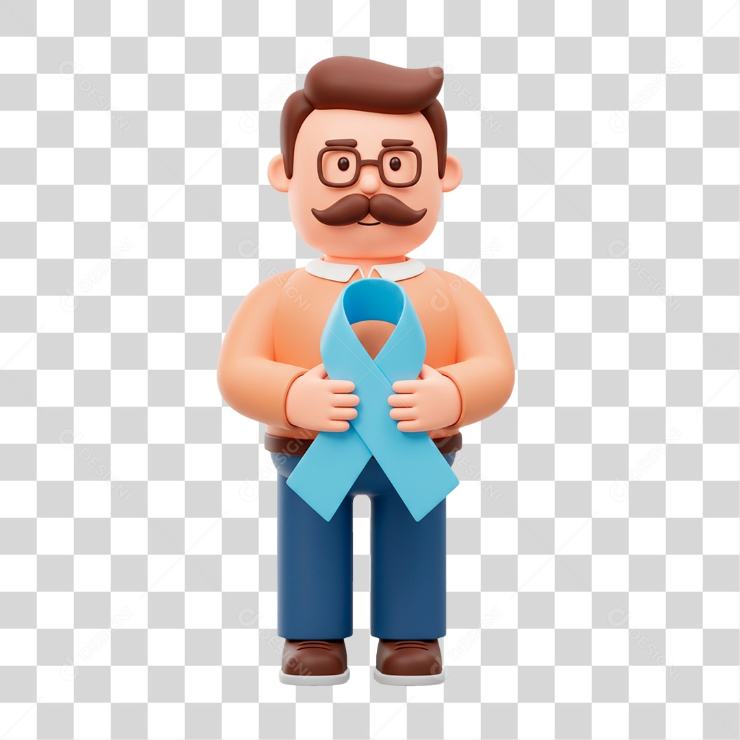 Male Character Holding Blue Ribbon Transparent PNG
