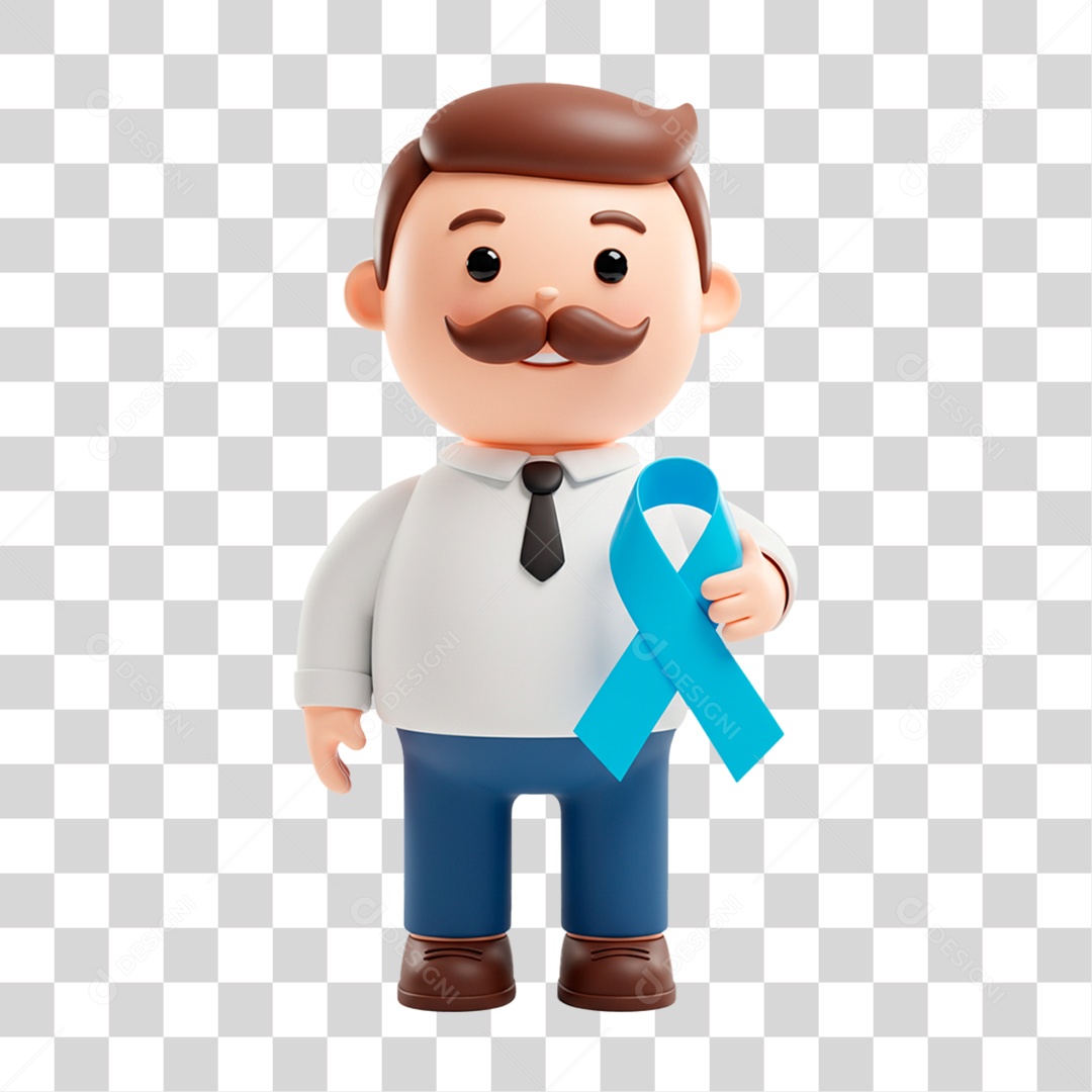 Personagem Homem Segurando Laço Azul PNG Transparente