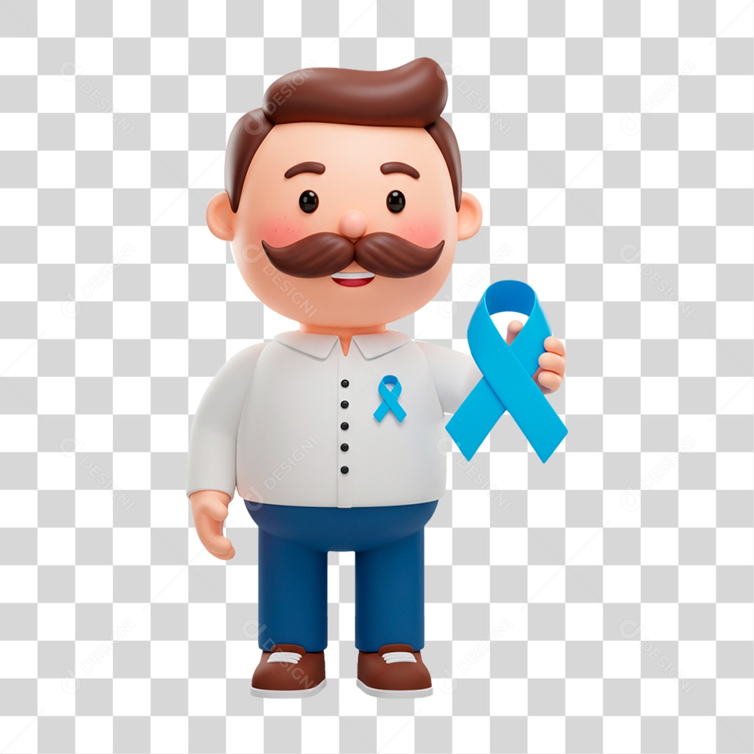 Personagem Homem Segurando Laço Azul PNG Transparente