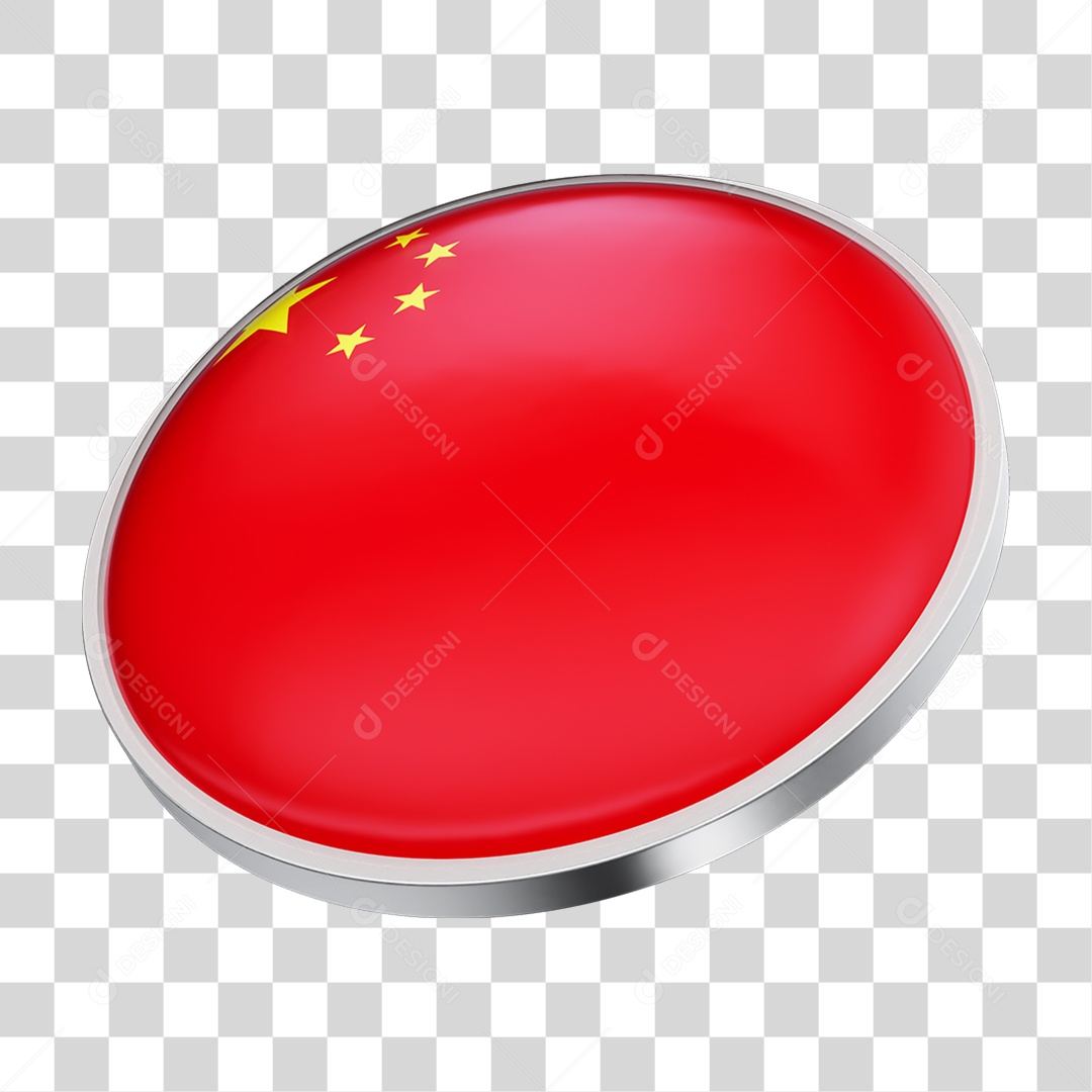 Botão com Bandeira da China PNG Transparente