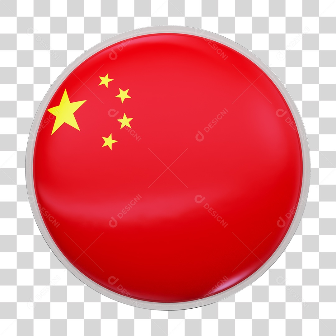 Botão com Bandeira da China PNG Transparente