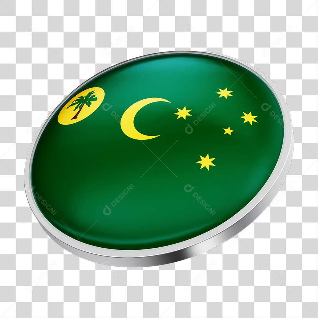 Botão com Bandeira de Coco Island PNG Transparente