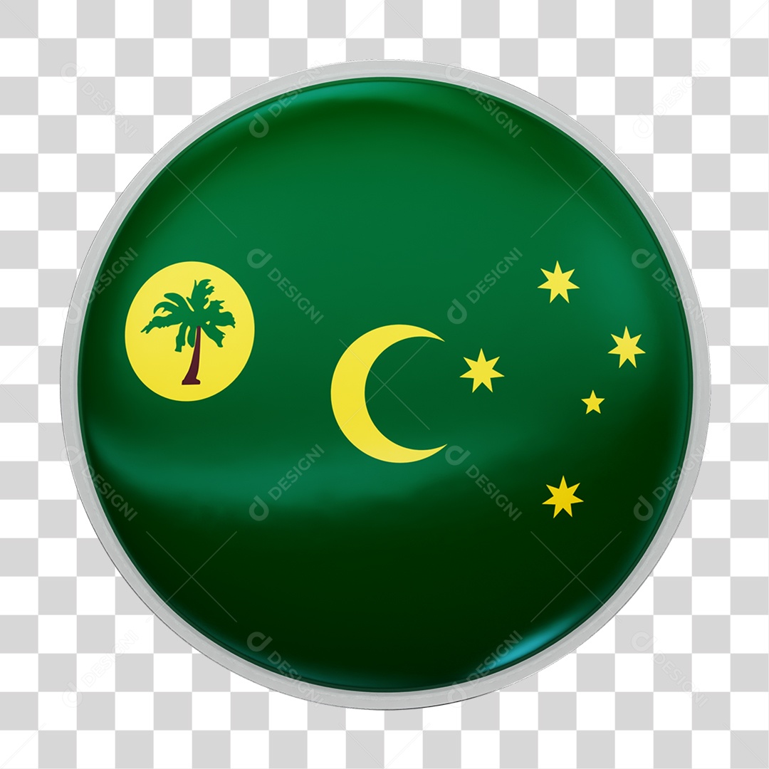 Botão com Bandeira de Coco Island PNG Transparente