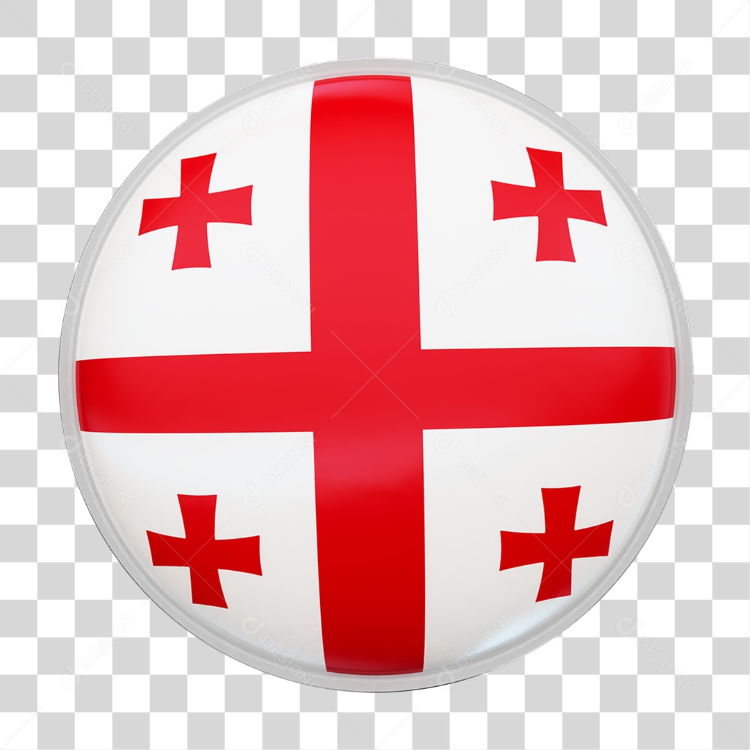 Botão com Bandeira de Geórgia PNG Transparente