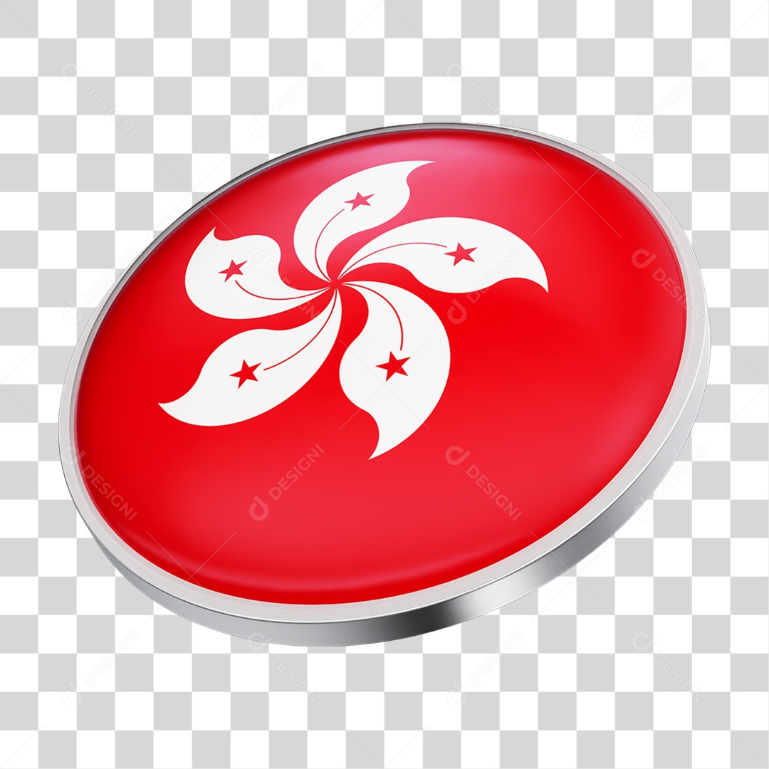 Botão com Bandeira de Hong Kong PNG Transparente