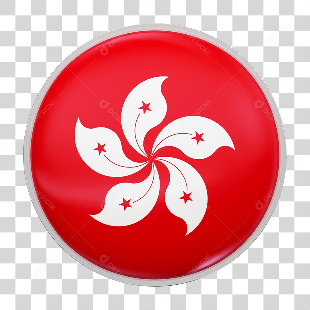 Botão com Bandeira de Hong Kong PNG Transparente
