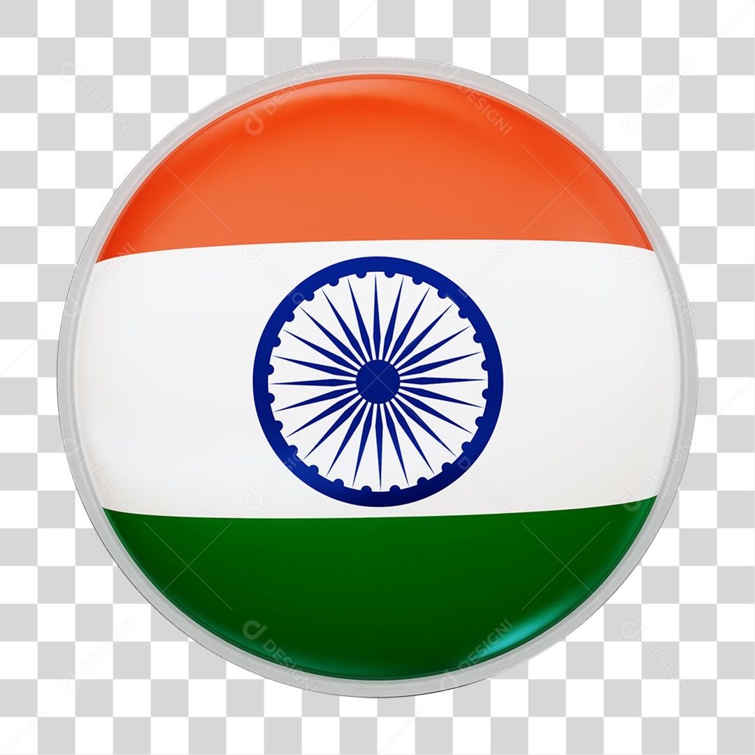 Botão com Bandeira da Índia PNG Transparente
