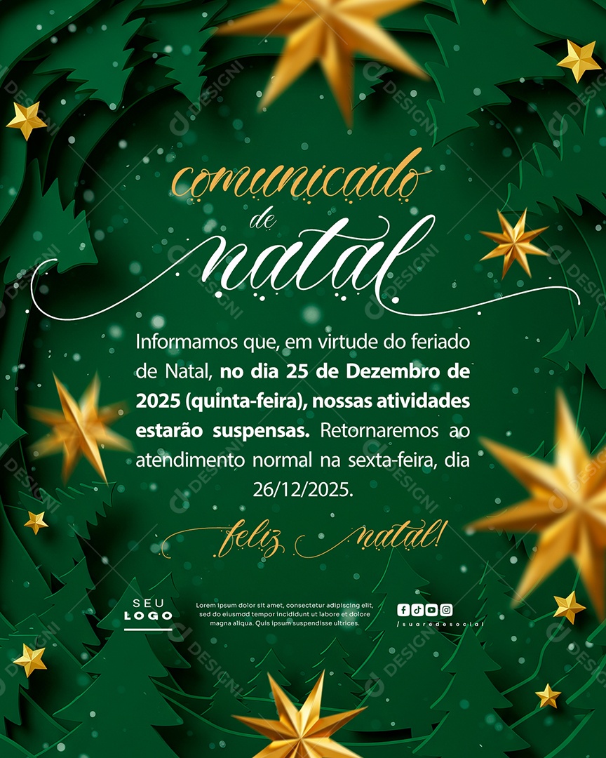 Comunicado De Natal Social Media PSD Editável