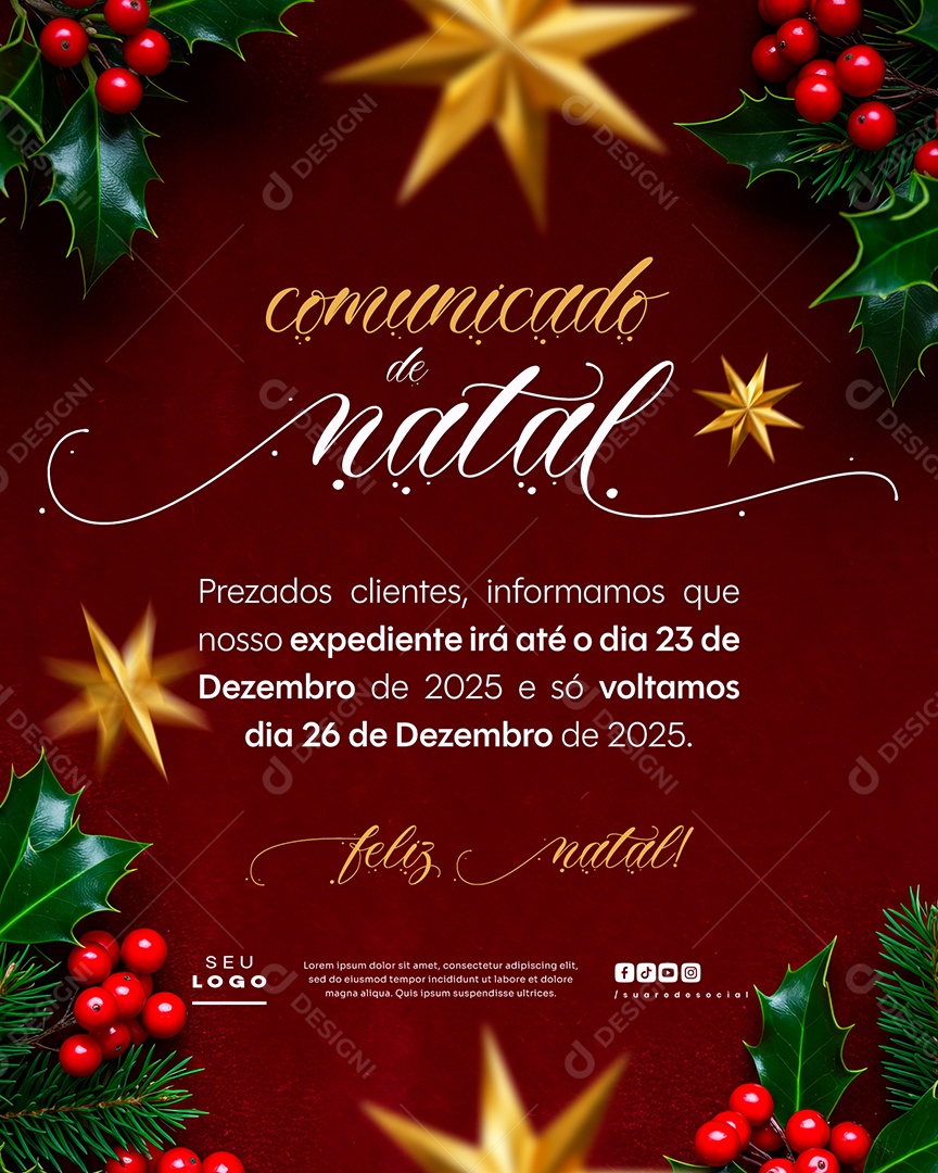 Comunicado De Natal Social Media PSD Editável