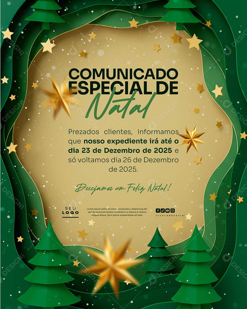Comunicado Especial De Natal Social Media PSD Editável