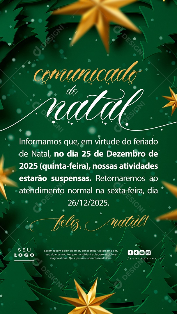 Story Comunicado De Natal Social Media PSD Editável