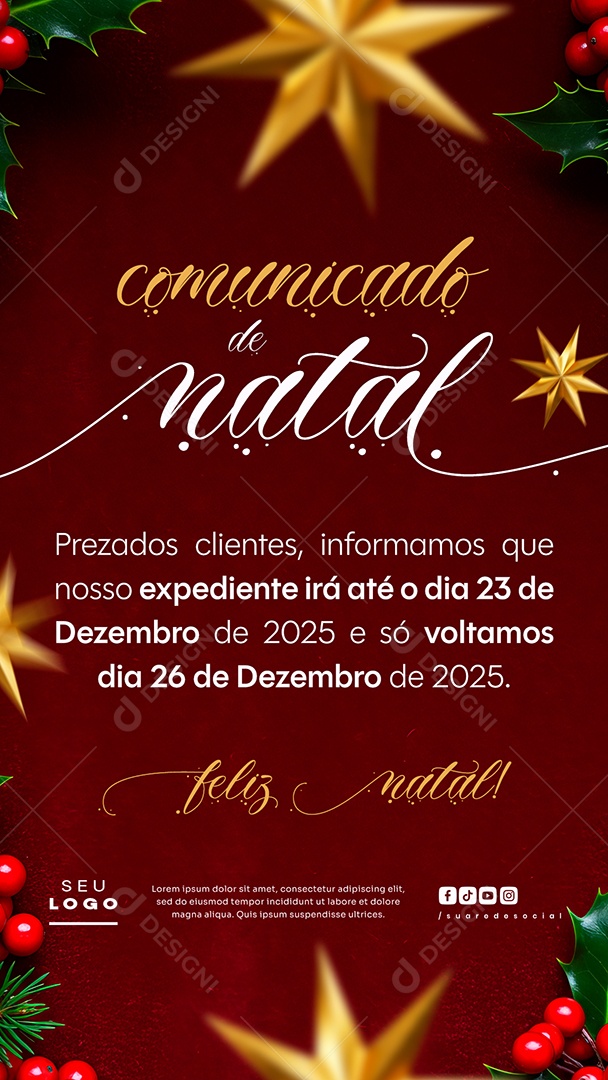 Story Comunicado De Natal Social Media PSD Editável