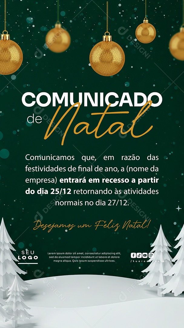 Story Comunicado De Natal Social Media PSD Editável