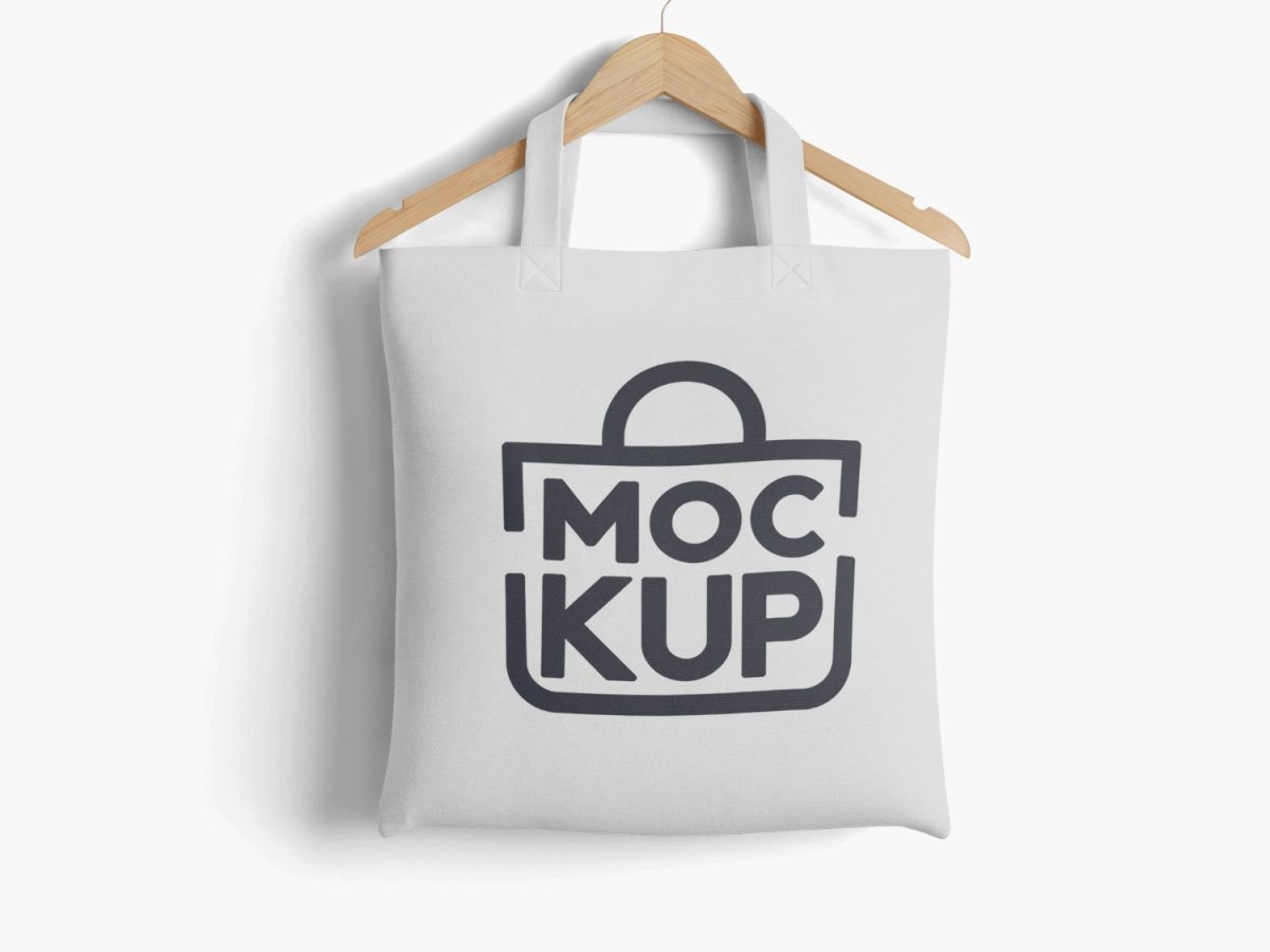 Sacola Branca Pendurada Mockup PSD Editável