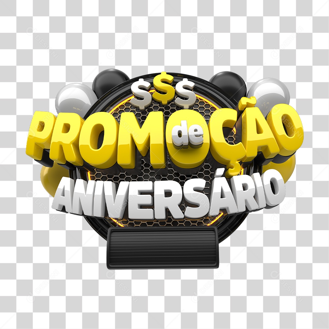 Selo 3D Promoção de Aniversario para Composição PNG Transparente